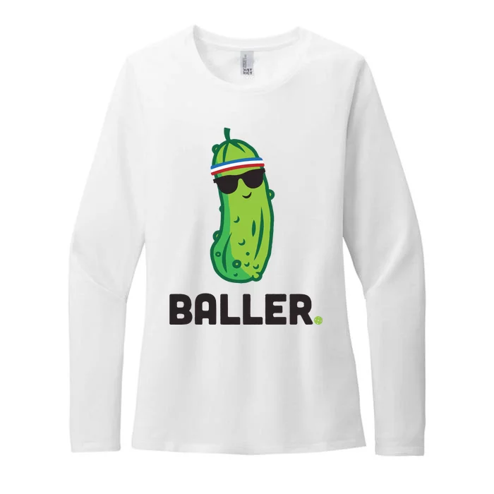 Pickle Baller Funny Pickleball Womens CVC Long Sleeve Shirt