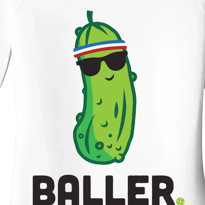 Pickle Baller Funny Pickleball Women's Perfect Tri Tunic Long Sleeve Shirt