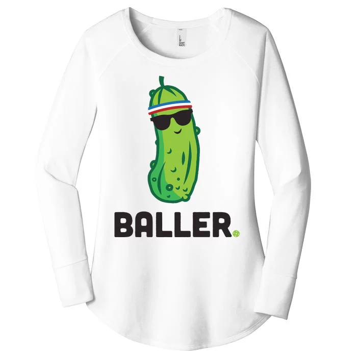 Pickle Baller Funny Pickleball Women's Perfect Tri Tunic Long Sleeve Shirt