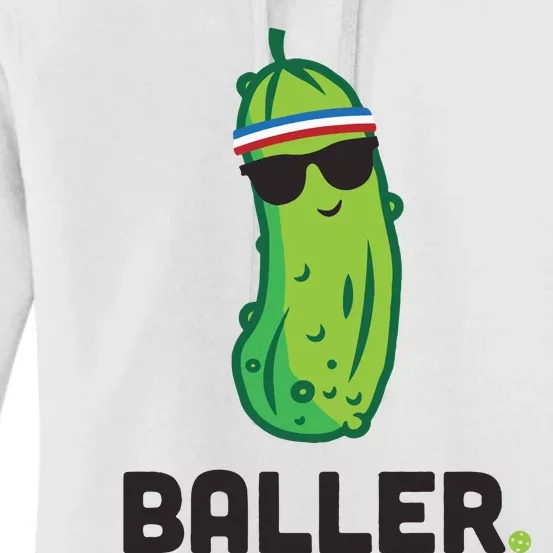 Pickle Baller Funny Pickleball Women's Pullover Hoodie