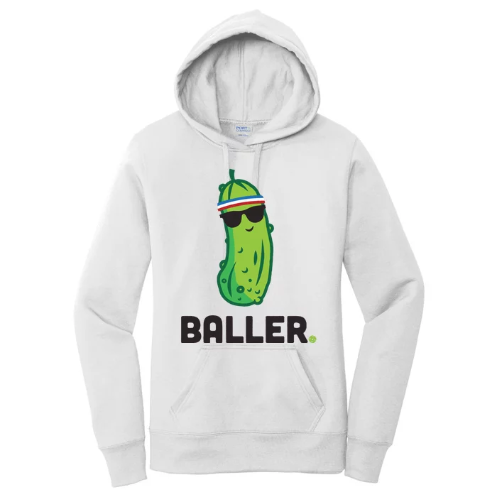 Pickle Baller Funny Pickleball Women's Pullover Hoodie