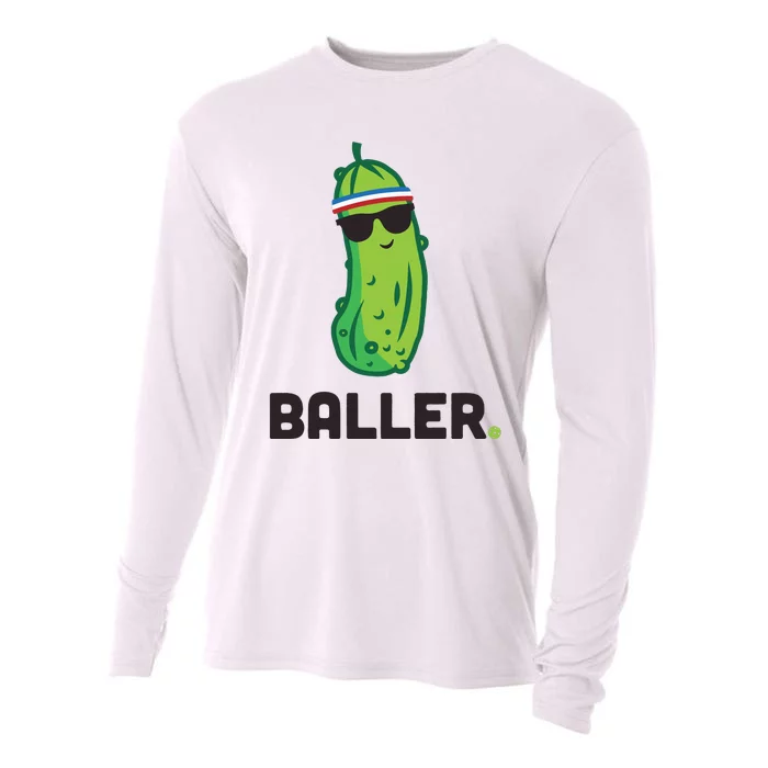 Pickle Baller Funny Pickleball Cooling Performance Long Sleeve Crew