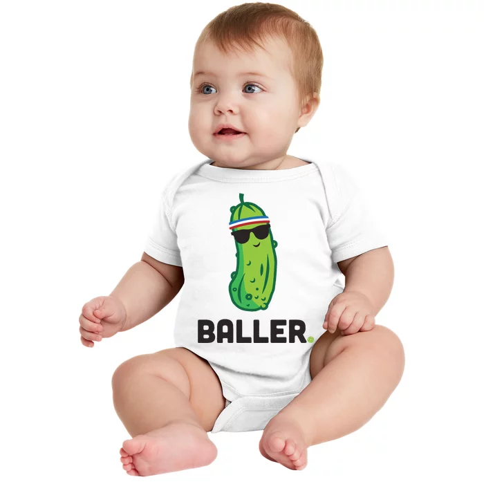 Pickle Baller Funny Pickleball Baby Bodysuit