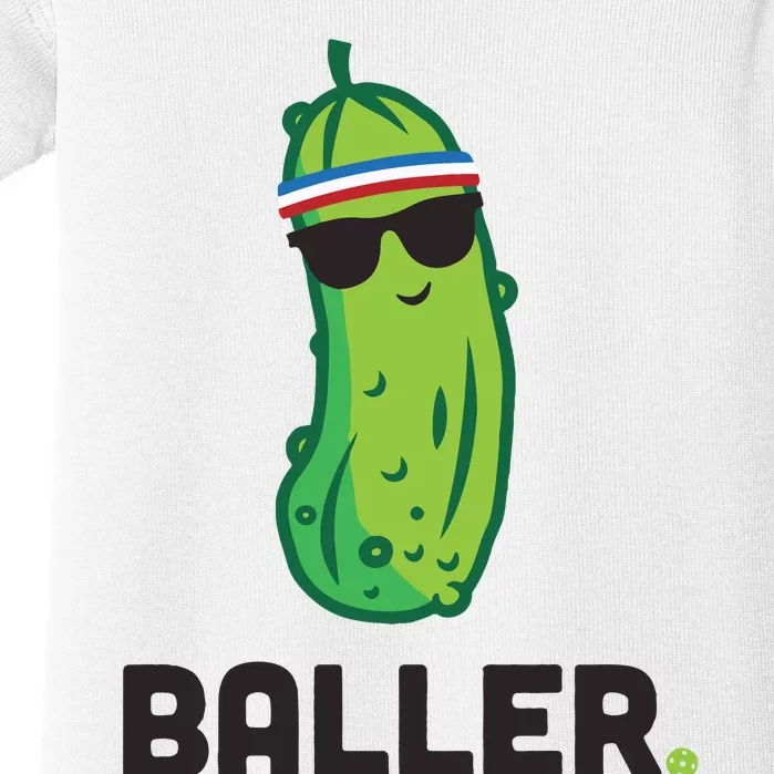 Pickle Baller Funny Pickleball Baby Bodysuit