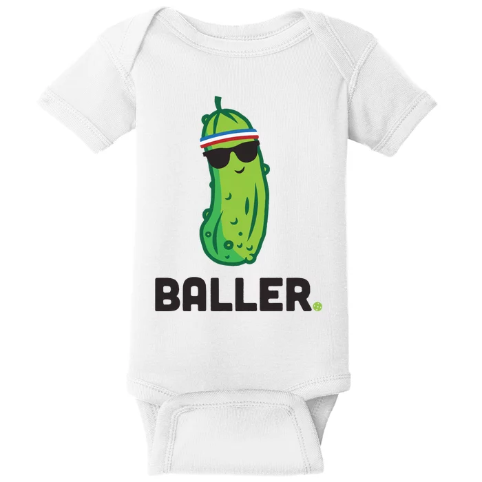 Pickle Baller Funny Pickleball Baby Bodysuit