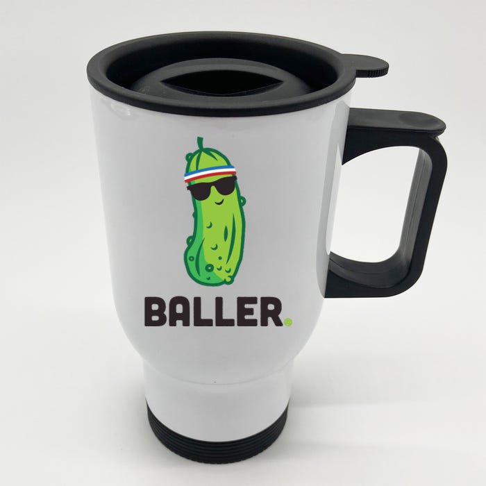 Pickle Baller Funny Pickleball Front & Back Stainless Steel Travel Mug