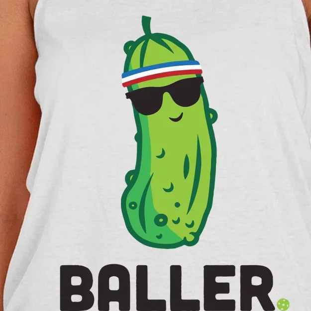 Pickle Baller Funny Pickleball Women's Knotted Racerback Tank