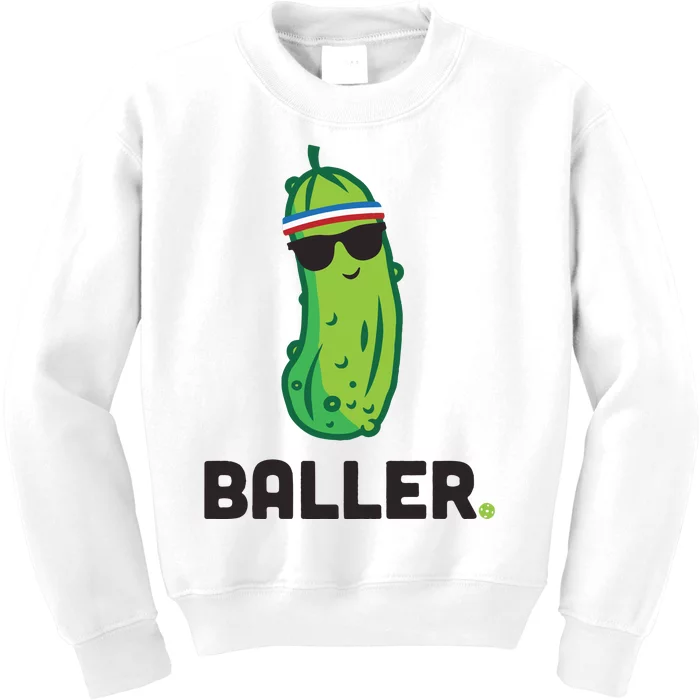 Pickle Baller Funny Pickleball Kids Sweatshirt