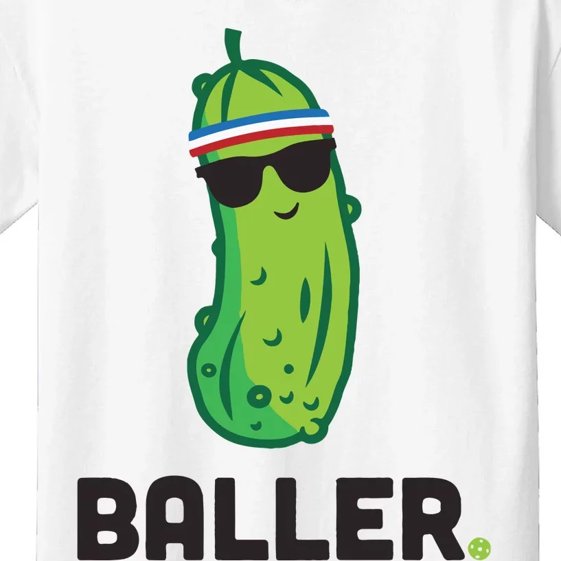 Pickle Baller Funny Pickleball Kids T-Shirt