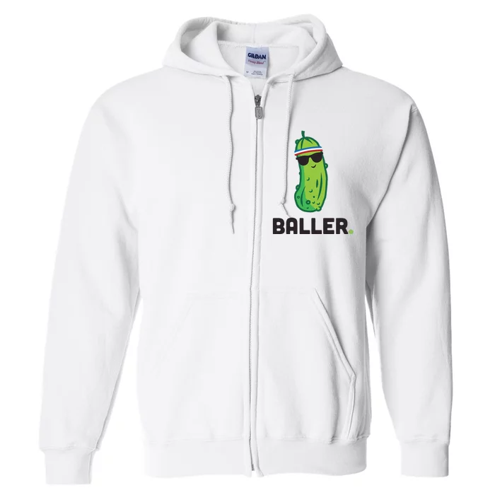 Pickle Baller Funny Pickleball Full Zip Hoodie