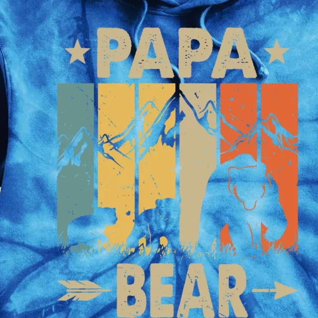 Papa Bear Father Of 2 Dad Of Two Papa Bear And Cubs Gift Tie Dye Hoodie