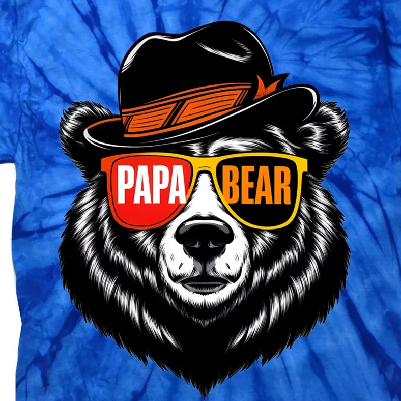 Papa Bear Face Sunglasses Papa Bear Funny Gift Tie-Dye T-Shirt