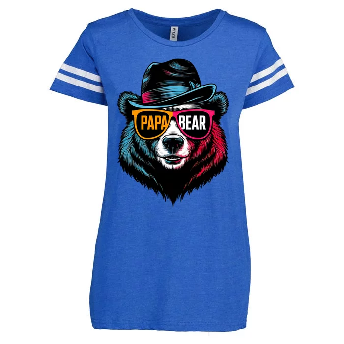 Papa Bear Face Sunglasses Papa Bear Gift Enza Ladies Jersey Football T-Shirt