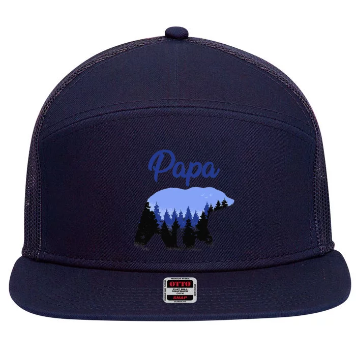 Papa Bear Funny For Dad Gift Ideas Fathers Day 7 Panel Mesh Trucker Snapback Hat