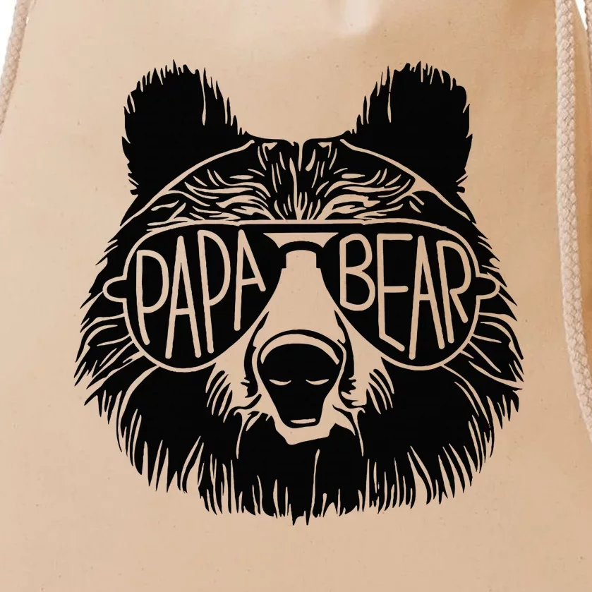 Papa Bear Face Sunglasses Papa Bear Lover FatherS Day Drawstring Bag