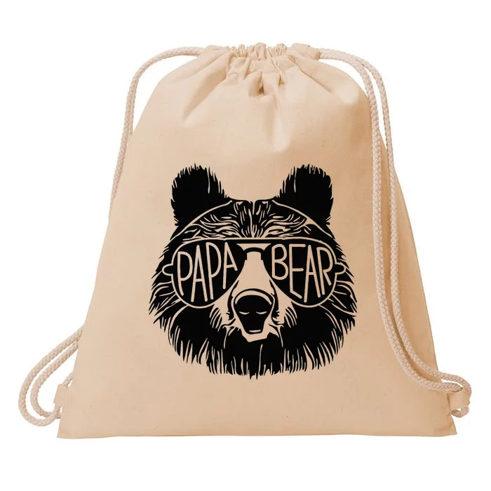 Papa Bear Face Sunglasses Papa Bear Lover FatherS Day Drawstring Bag