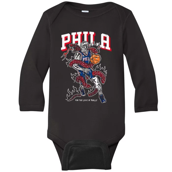 Philadelphia Basketball For The Love Of P.h.i.l.l.y Baby Long Sleeve Bodysuit