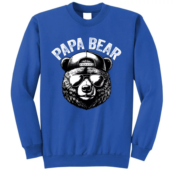 Papa Bear Face Grizzly Fathers Day Bear Lover Gift Tall Sweatshirt