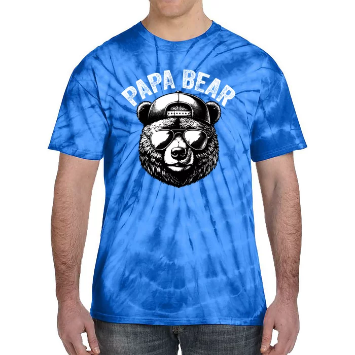 Papa Bear Face Grizzly Fathers Day Bear Lover Gift Tie-Dye T-Shirt