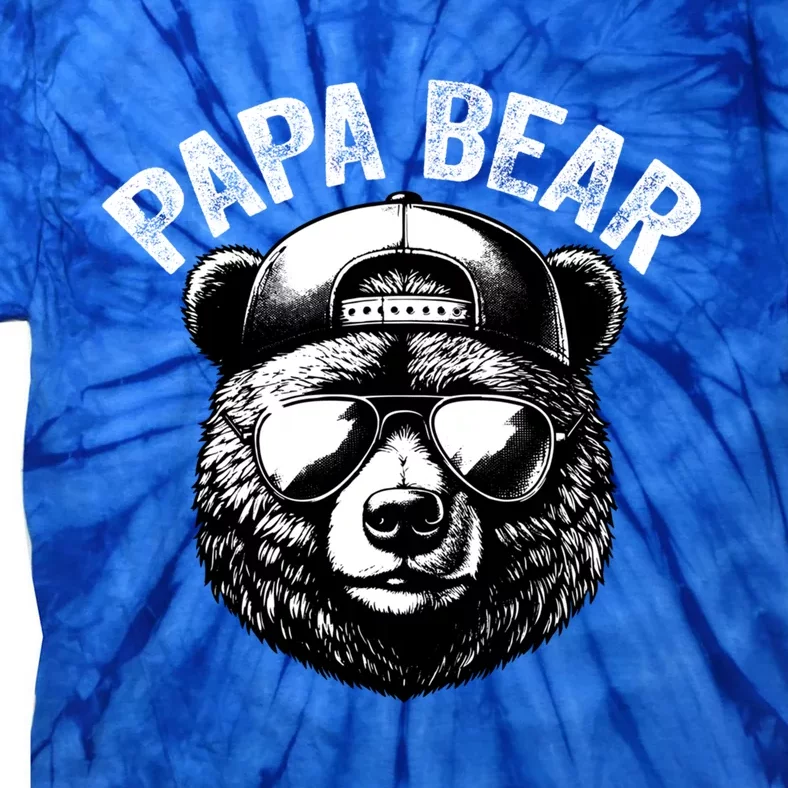 Papa Bear Face Grizzly Fathers Day Bear Lover Gift Tie-Dye T-Shirt