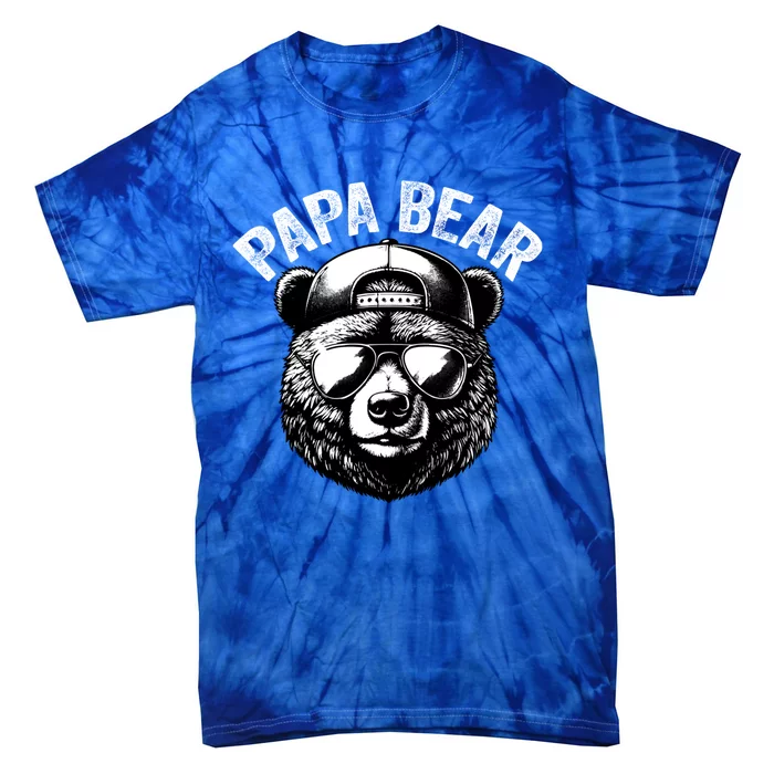 Papa Bear Face Grizzly Fathers Day Bear Lover Gift Tie-Dye T-Shirt