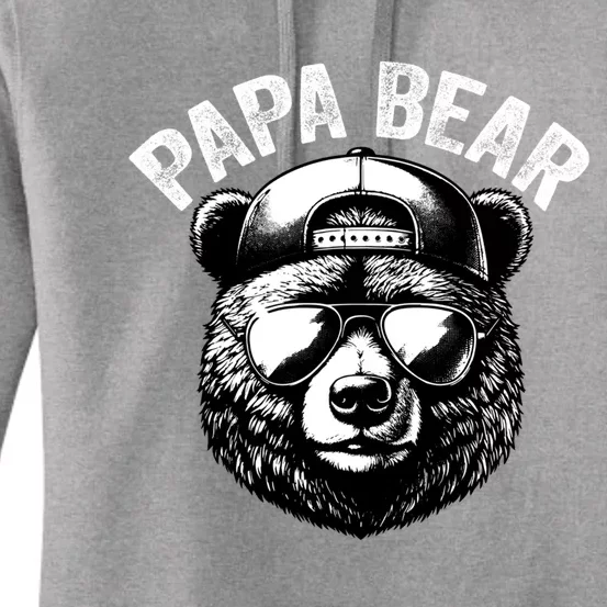 Papa Bear Face Grizzly Fathers Day Bear Lover Gift Women's Pullover Hoodie