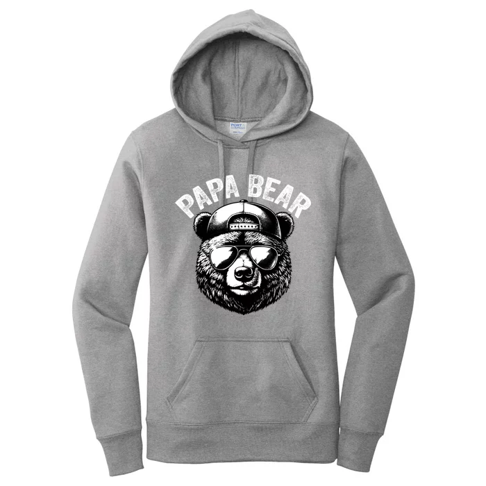 Papa Bear Face Grizzly Fathers Day Bear Lover Gift Women's Pullover Hoodie