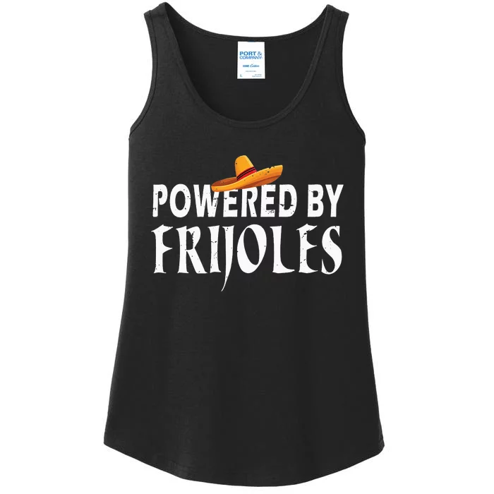 Powered By Frijoles Cinco De Mayo Mexican Kitchen Beans Food Ladies Essential Tank