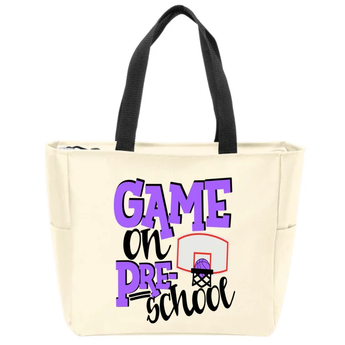 Preschool Basketball First Day Of School Sports Purple Gift Zip Tote Bag