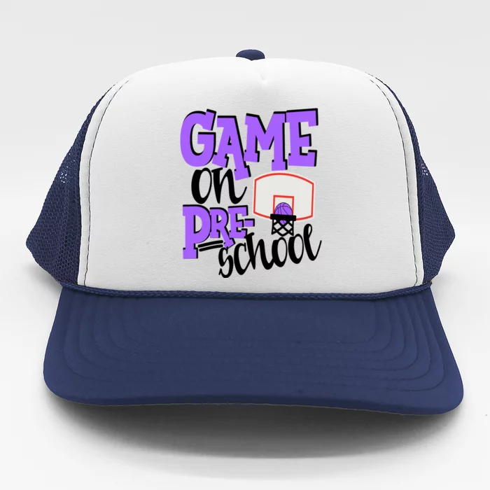 Preschool Basketball First Day Of School Sports Purple Gift Trucker Hat