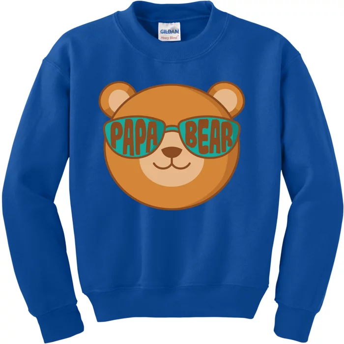 Papa Bear FatherS Day Bear With Glasses Cute Gift Kids Sweatshirt