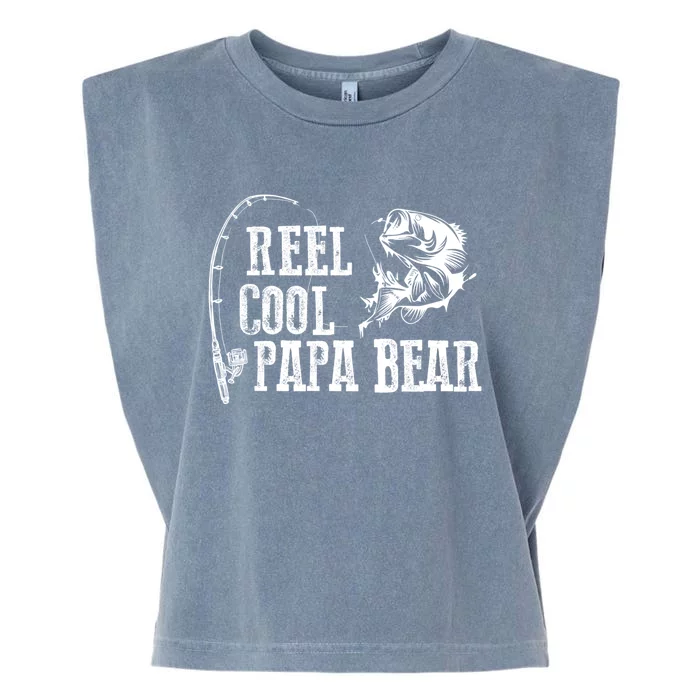 Papa Bear Fishing: Reel Cool Papa Bear Funny Gift Cute Gift Garment-Dyed Women's Muscle Tee