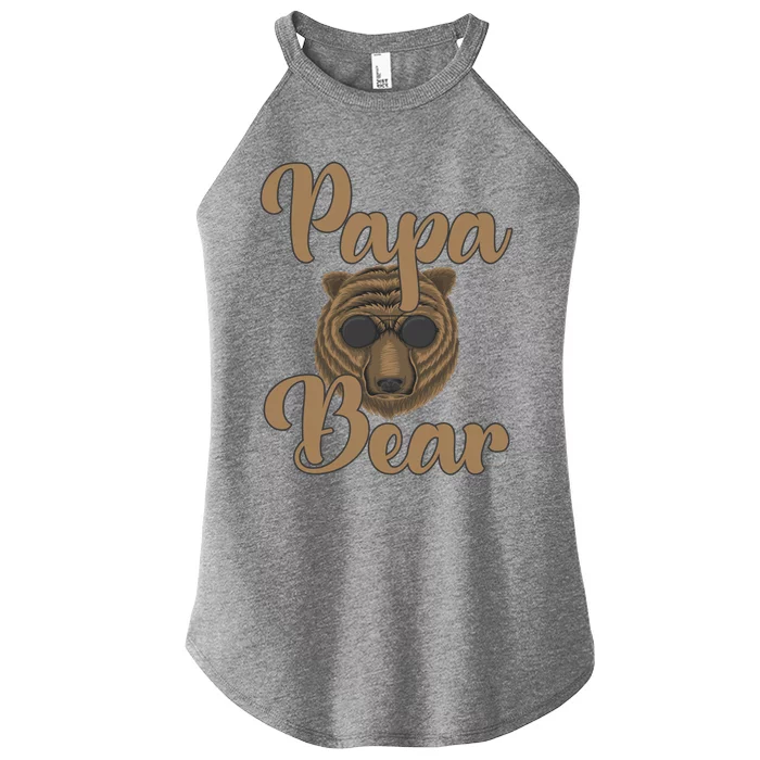 Papa Bear Fathers Day Tee Papa Bear Wearing Cool Sunglasses Cool Gift Women’s Perfect Tri Rocker Tank