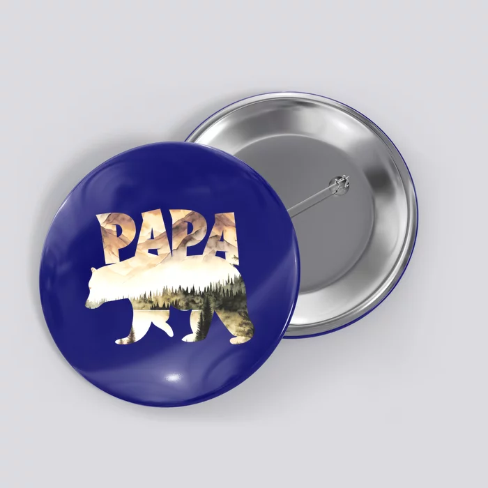 Papa Bear Forest Lake Mountain Scene Outdoors FatherS Day Gift Button