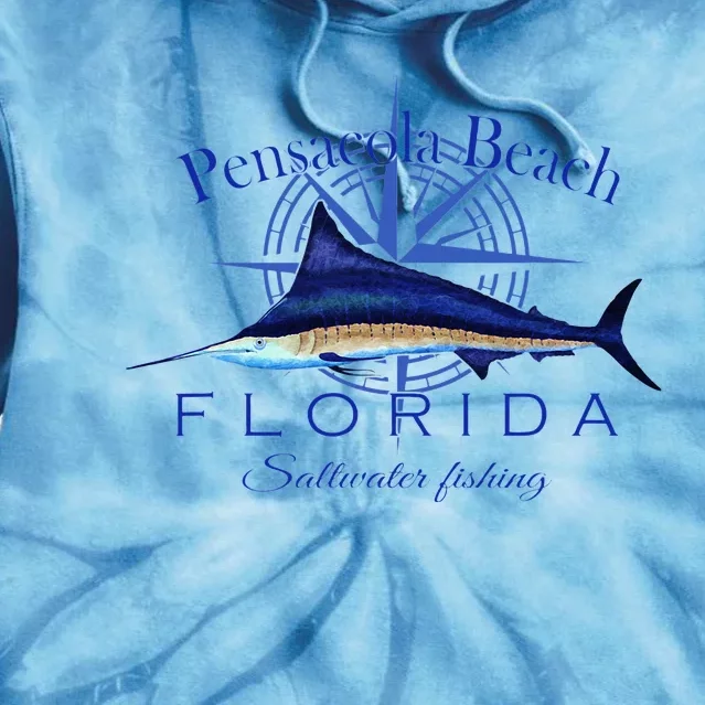 Pensacola Beach Florida Sailfish Billfish Saltwater Fishing Tie Dye Hoodie