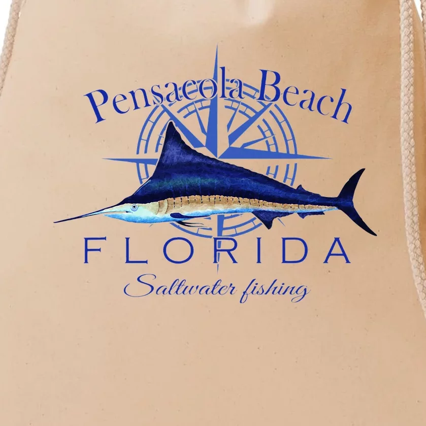 Pensacola Beach Florida Sailfish Billfish Saltwater Fishing Drawstring Bag