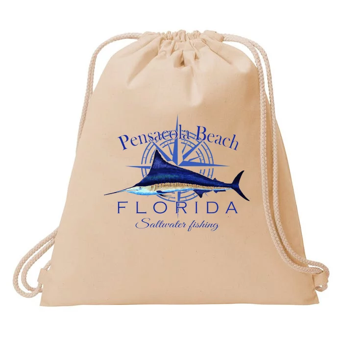 Pensacola Beach Florida Sailfish Billfish Saltwater Fishing Drawstring Bag