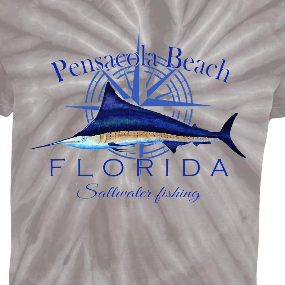 Pensacola Beach Florida Sailfish Billfish Saltwater Fishing Kids Tie-Dye T-Shirt