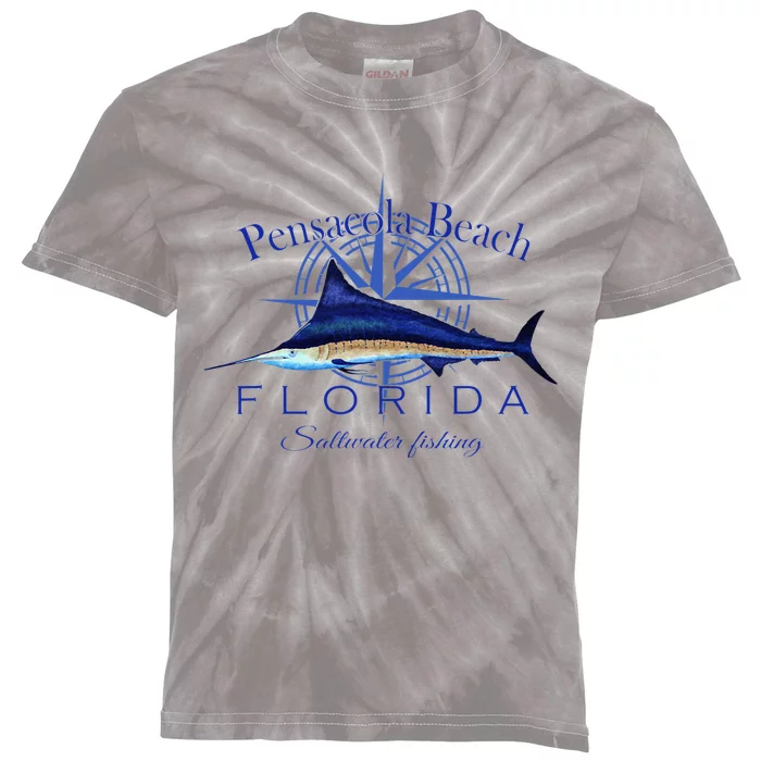 Pensacola Beach Florida Sailfish Billfish Saltwater Fishing Kids Tie-Dye T-Shirt