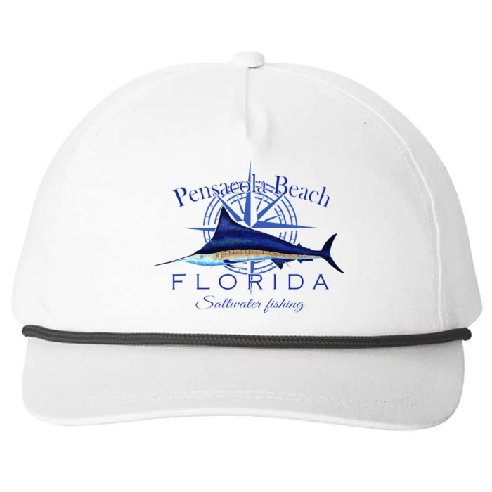 Pensacola Beach Florida Sailfish Billfish Saltwater Fishing Snapback Five-Panel Rope Hat