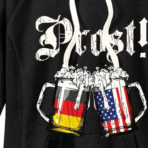 Prost Beer German American Flag Oktoberfest Mug Women's Fleece Hoodie