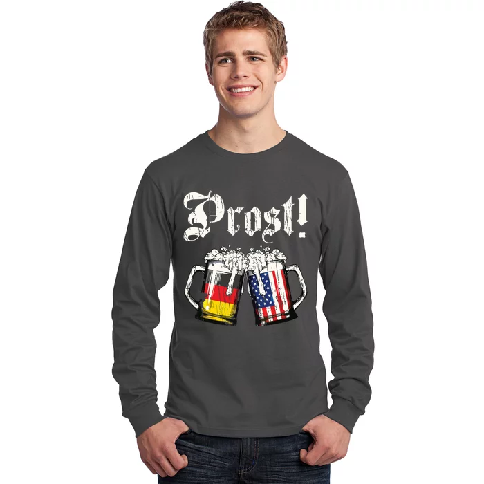 Prost Beer German American Flag Oktoberfest Mug Long Sleeve Shirt