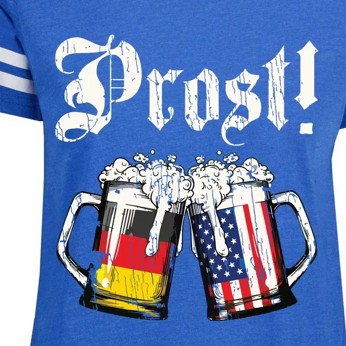 Prost Beer German American Flag Oktoberfest Mug Enza Ladies Jersey Football T-Shirt