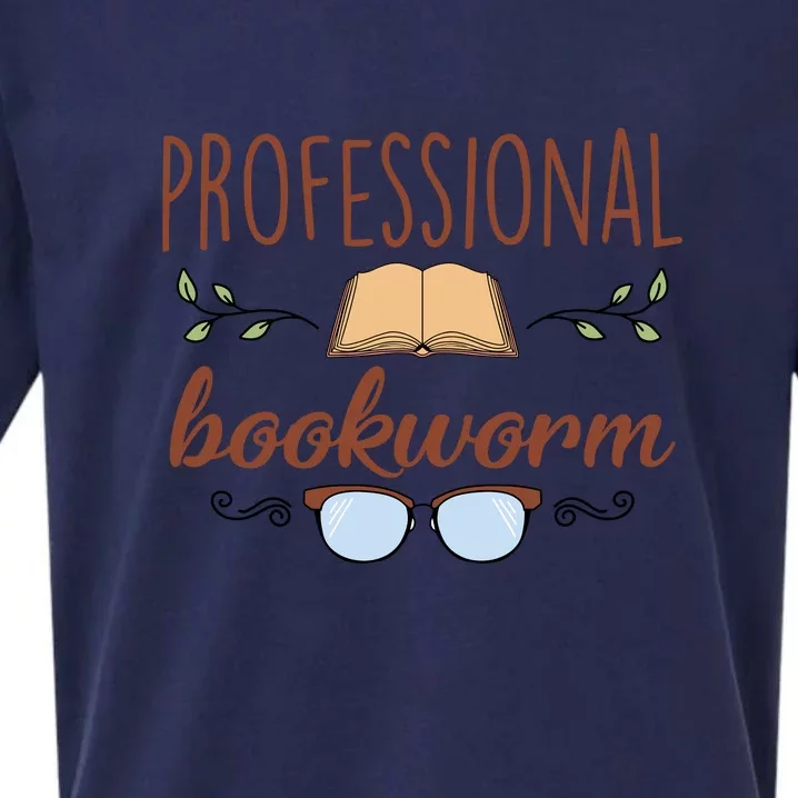 Professional Bookworm Glasses Reading Books Gift Cute Reading Sueded Cloud Jersey T-Shirt