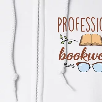 Professional Bookworm Glasses Reading Books Gift Cute Reading Full Zip Hoodie