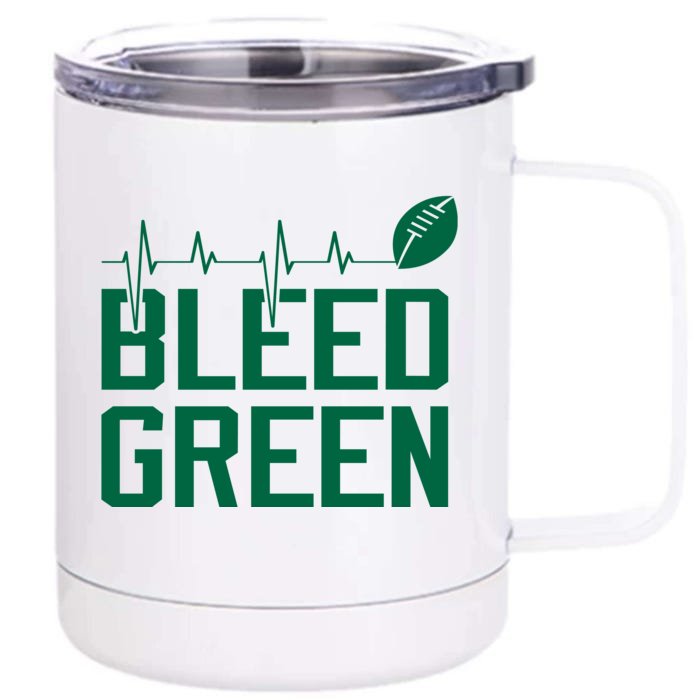 Bleed Green Football Team heart beat Front & Back 12oz Stainless Steel Tumbler Cup