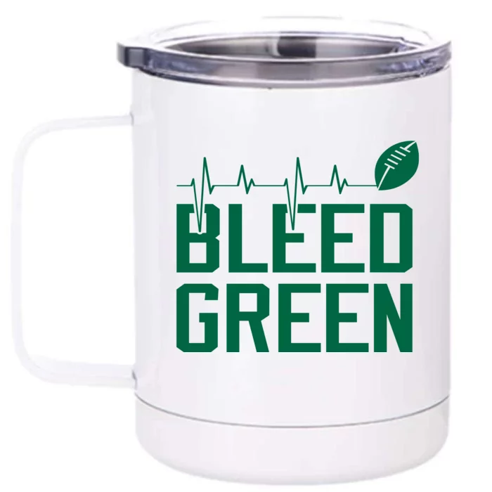 Bleed Green Football Team heart beat Front & Back 12oz Stainless Steel Tumbler Cup