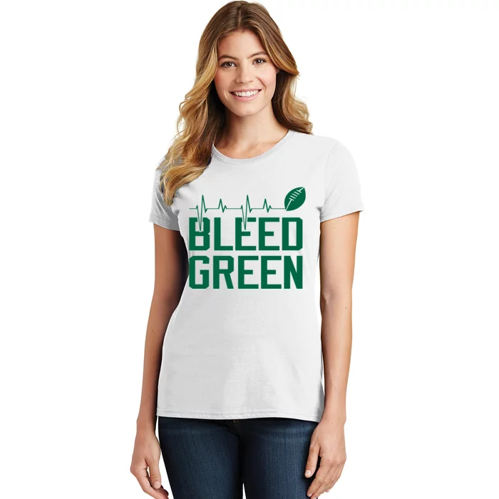 Bleed Green Football Team heart beat Women's T-Shirt