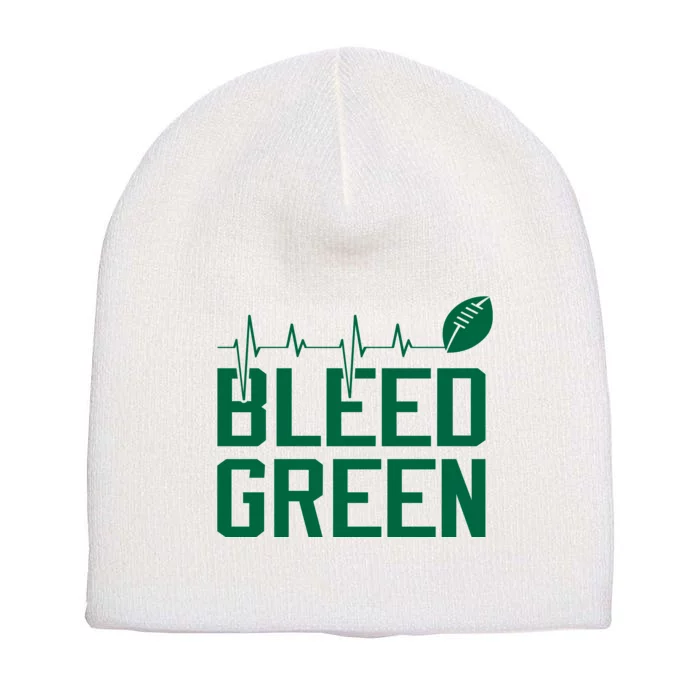 Bleed Green Football Team heart beat Short Acrylic Beanie