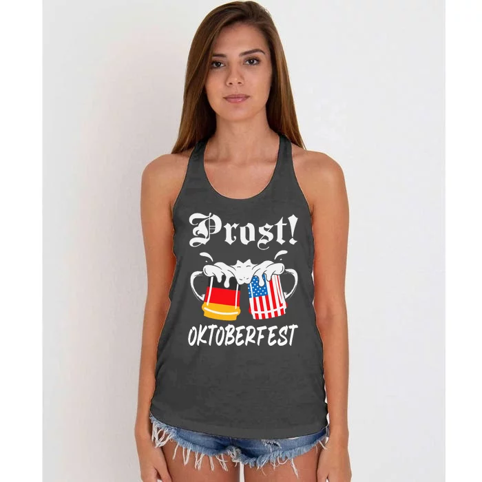 Prost Beer German American Oktoberfest Octoberfest Bier Women's Knotted Racerback Tank